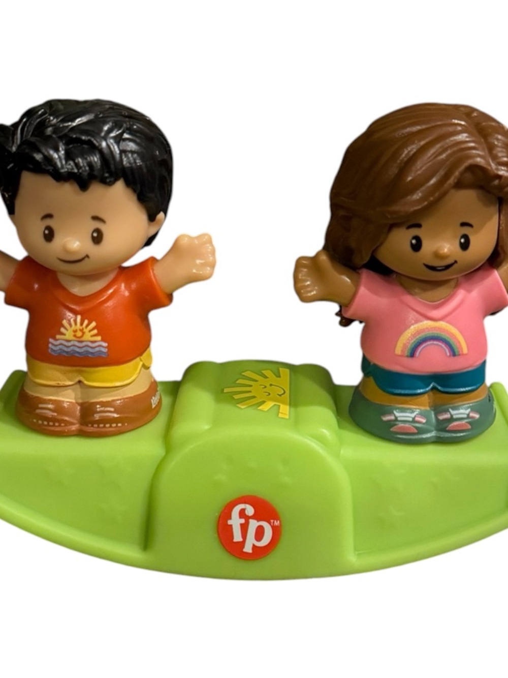 Fisher-Price Bright Green Seesaw with Orange and Pink Figures